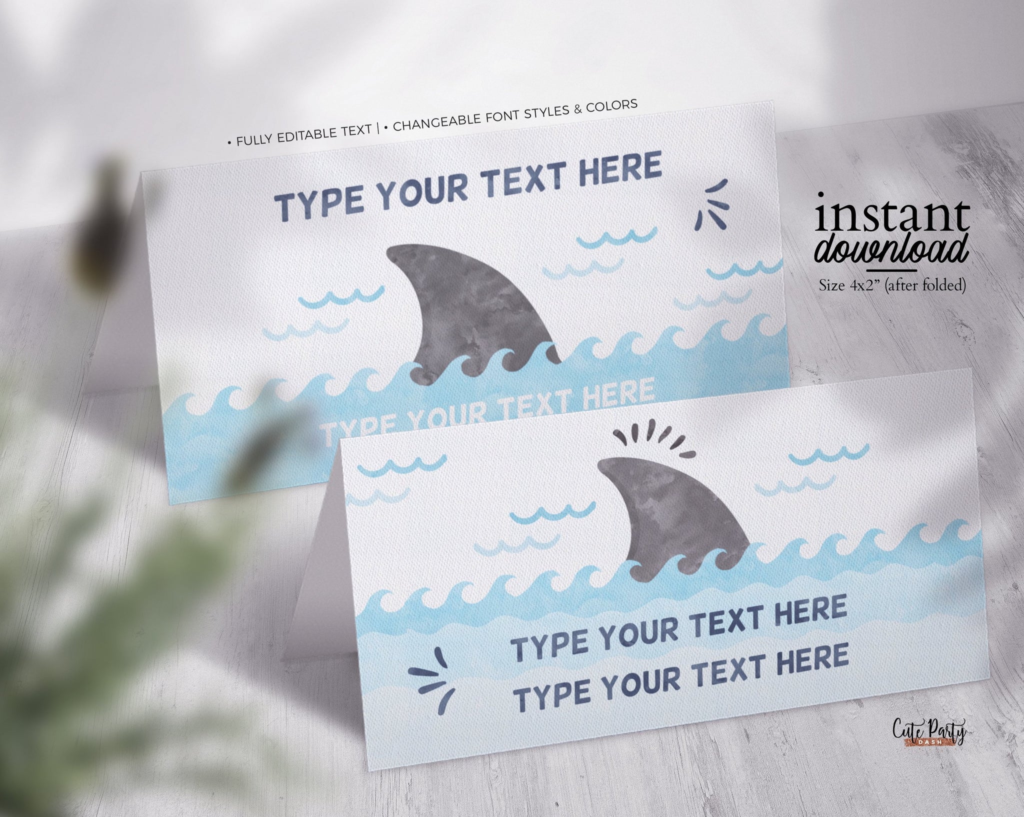 Editable Shark Birthday Food Cards - Digital Download – Cute Party Dash