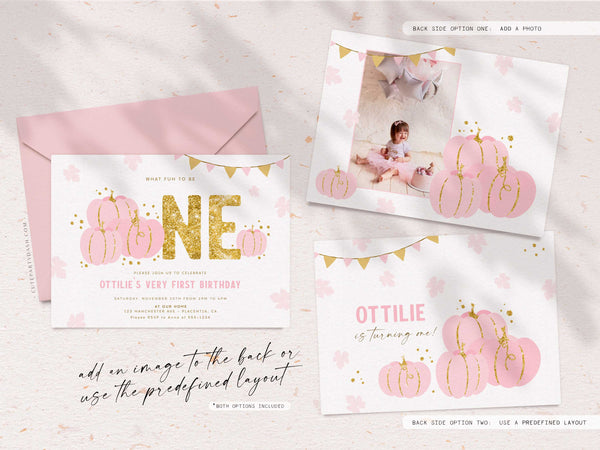 Our Little Pumpkin First Birthday Girl Invitation