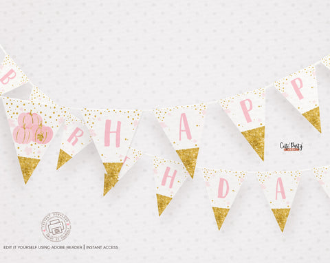 Our Little Pumpkin Birthday girl Wall Banner - Digital Download