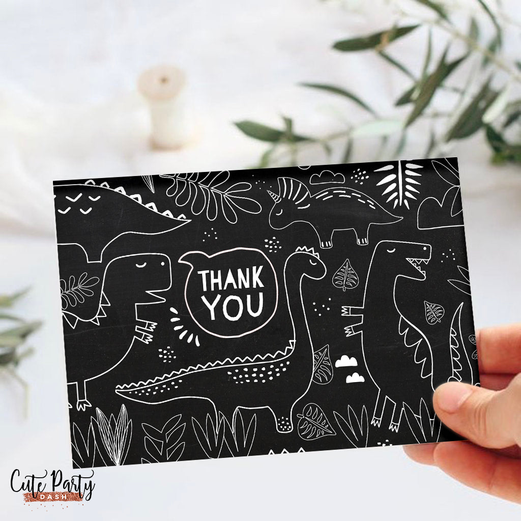 Dinosaur Birthday Party Thank You Cards Printable - Digital Download ...