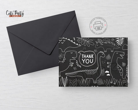 Dinosaur Birthday Party Thank you cards printable - Digital Download