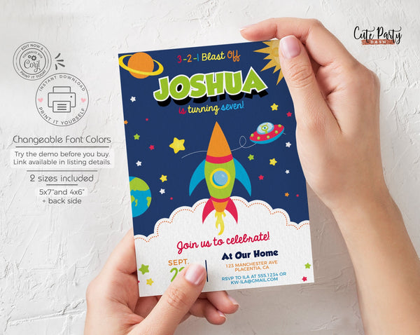Space Birthday Party Invitations 