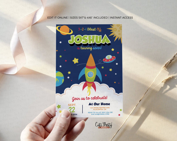 Space Birthday Party Invitations 