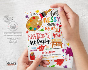 Art Birthday Party Invitation - Digital Download