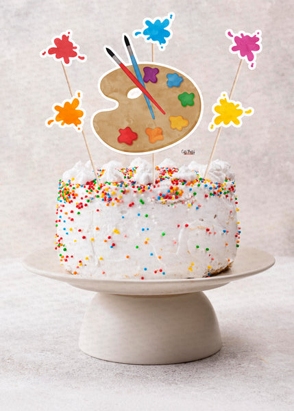 Editable Art Party Birthday Printable cake topper