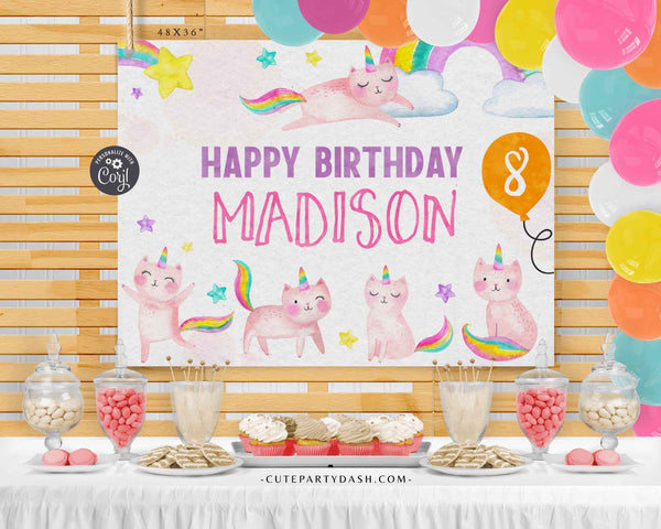 Caticorn Birthday backdrop