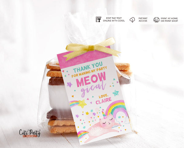 Caticorn Birthday favor tag