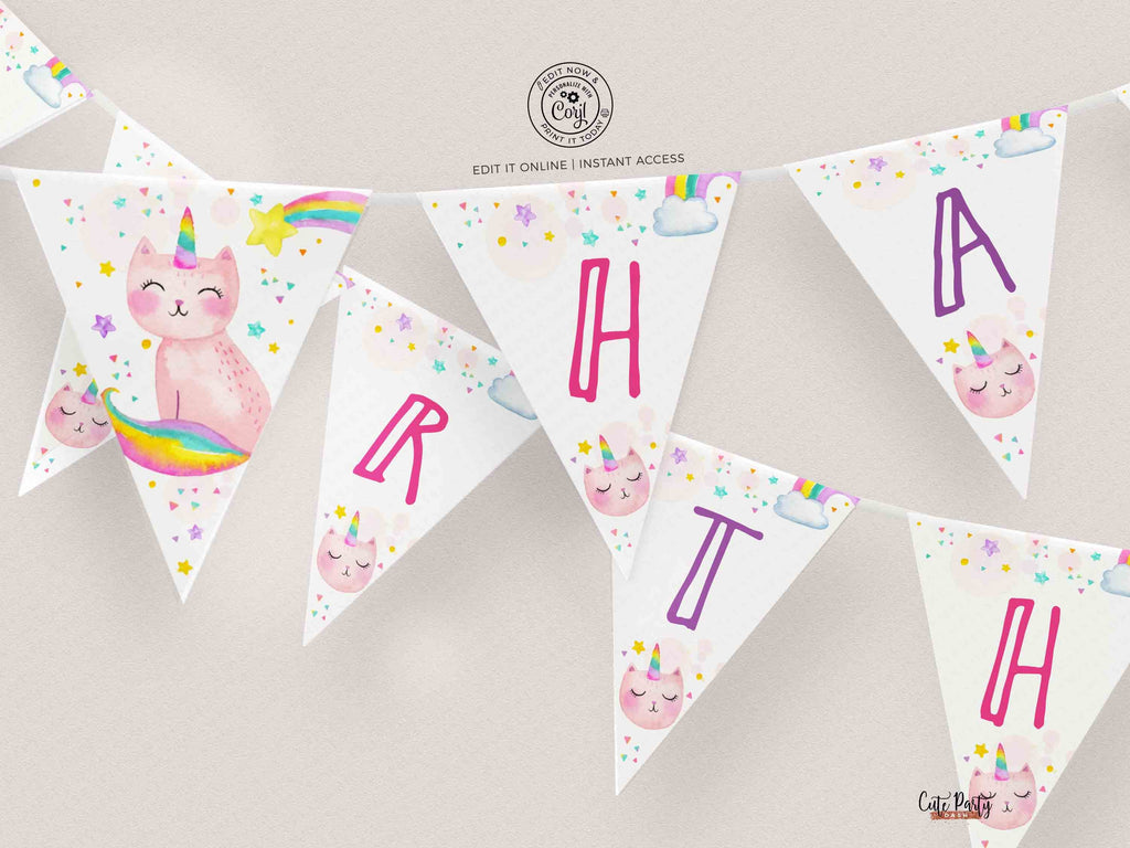 Caticorn Birthday Party Decor, Cat unicorn rainbow Birthday Printable – Cute Party Dash caticorn-birthday-party-decor-cat-unicorn-rainbow-birthday-printable-cute-party-dash