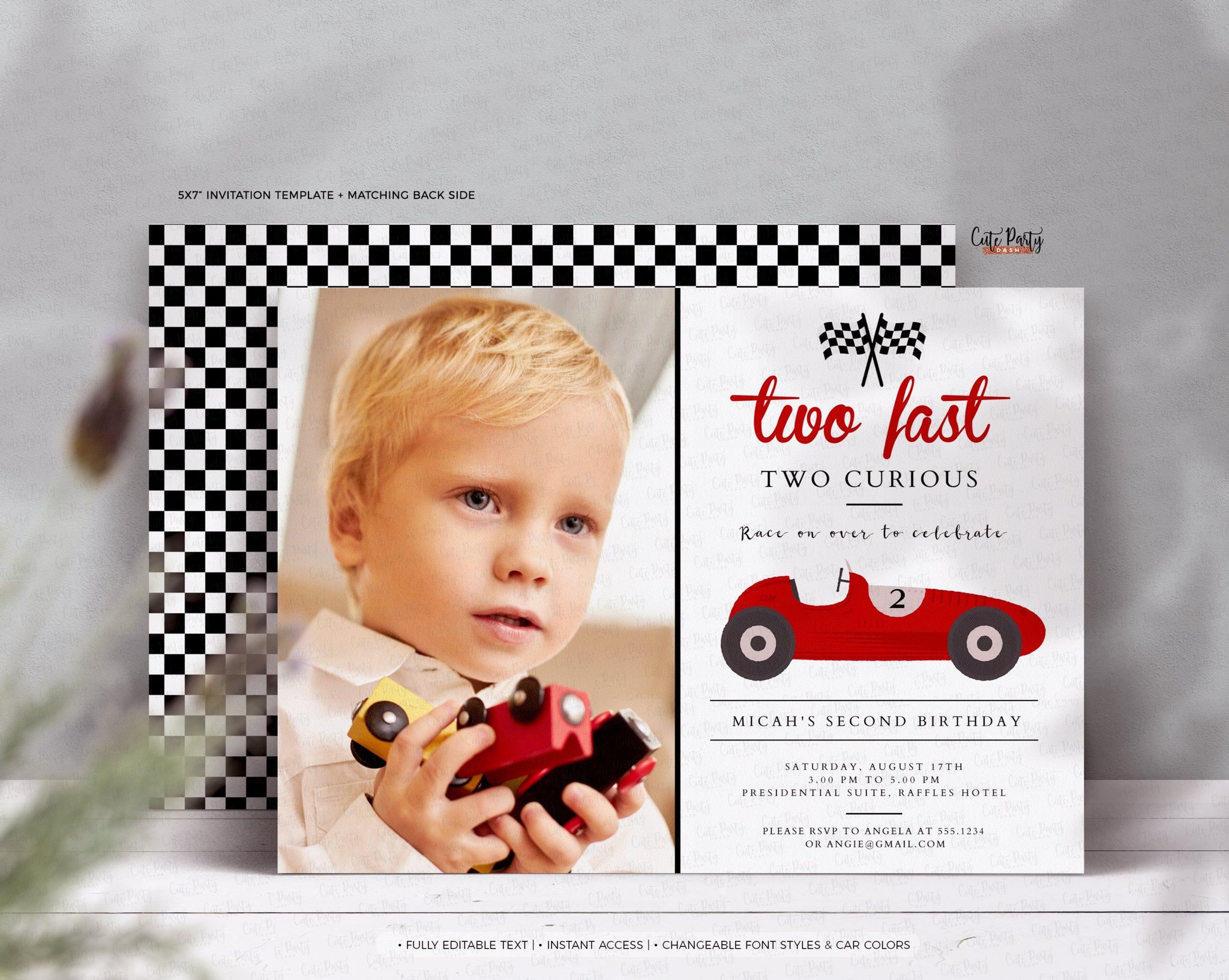 Two Fast Two Curious Birthday Party Invitations Cute Party Dash