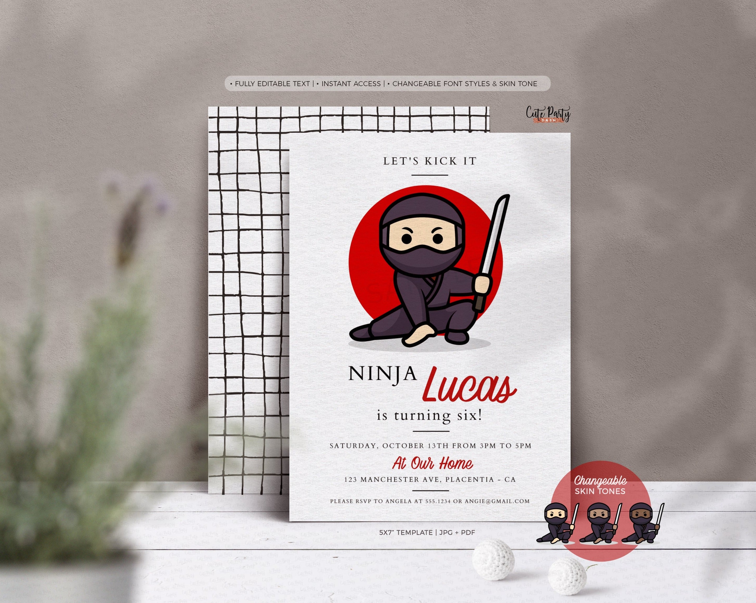 Ninja Birthday Invitations Printable Ninja Birthday Invitations With