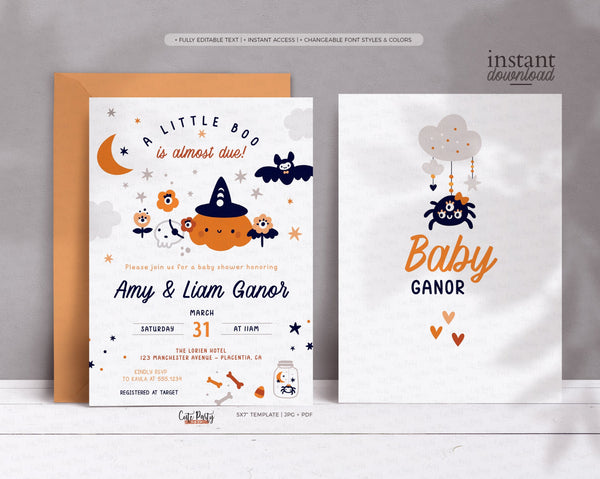 Little Boo Unique Halloween Baby Sprinkle Invitation - Digital Download
