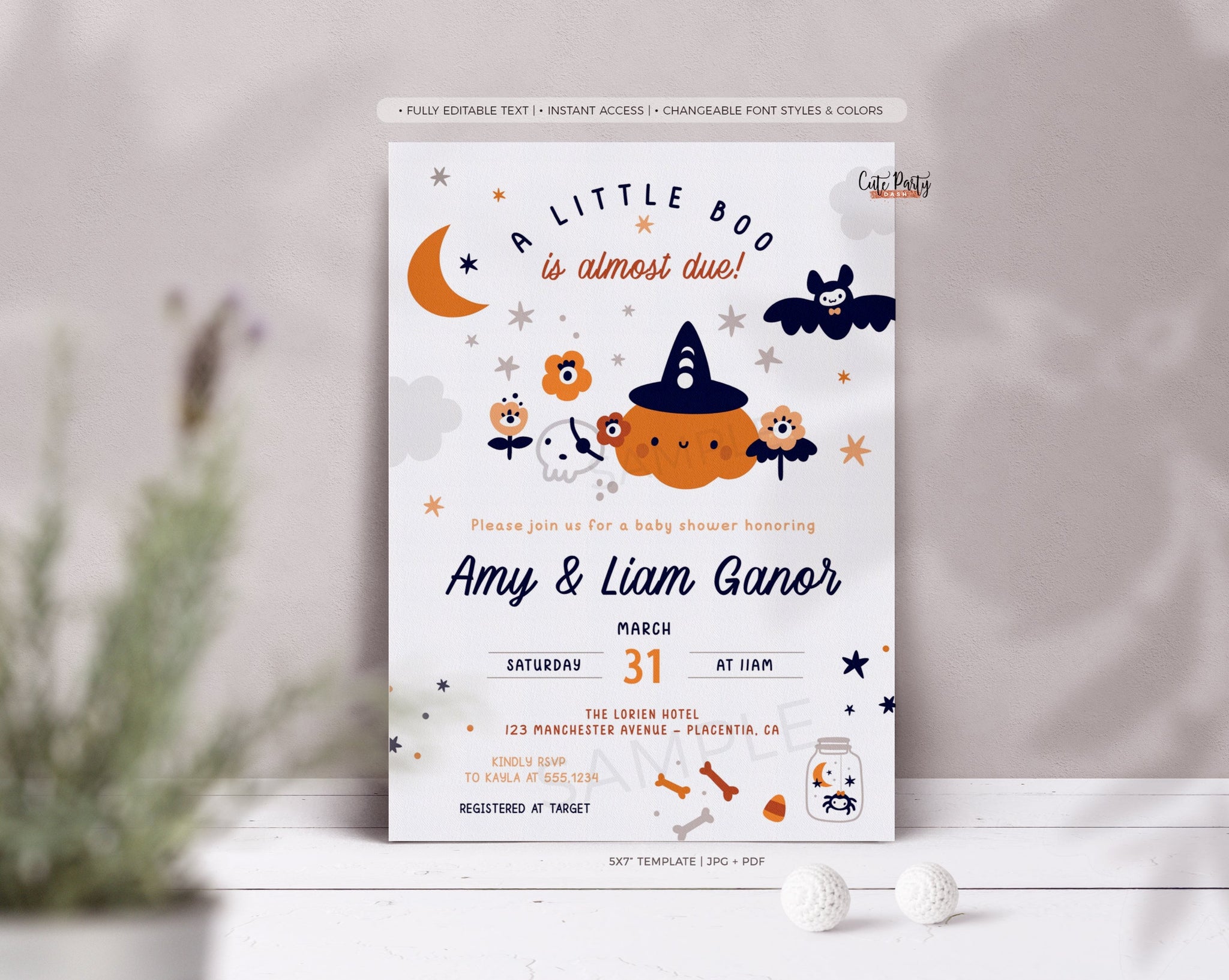 Little Boo Unique Halloween Baby Sprinkle Invitation - Digital Download
