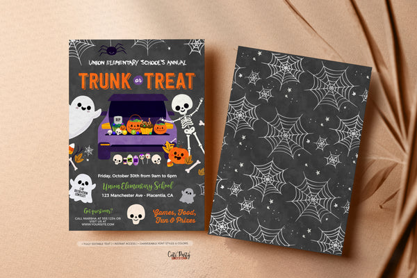 Trunk or Treat Flyer, invitation, Community Halloween Event, School Halloween flyer, halloween party invite, - Digital Download