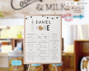 Minimalist Milk and Cookies Birthday milestone poster