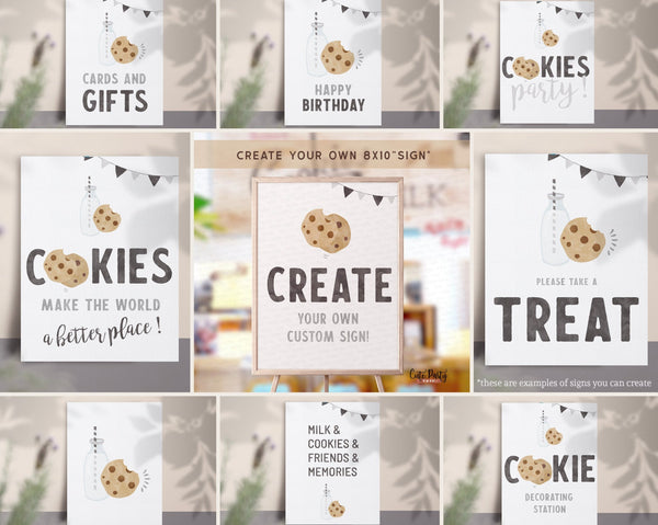 Minimalist Milk and Cookies Birthday party signage