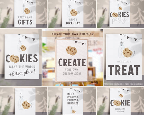 Minimalist Milk and Cookies Birthday party signage