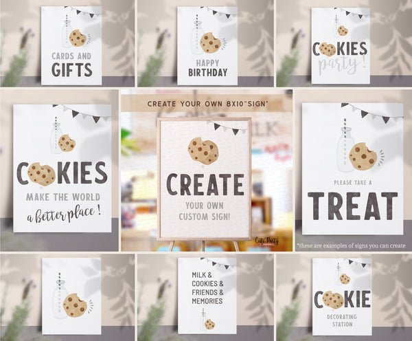 Minimalist Milk and Cookies Birthday party signage