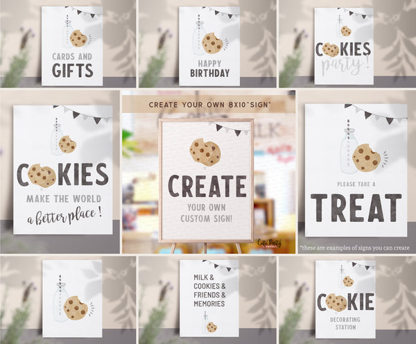 Minimal Milk and Cookies Birthday invitation - Digital Download