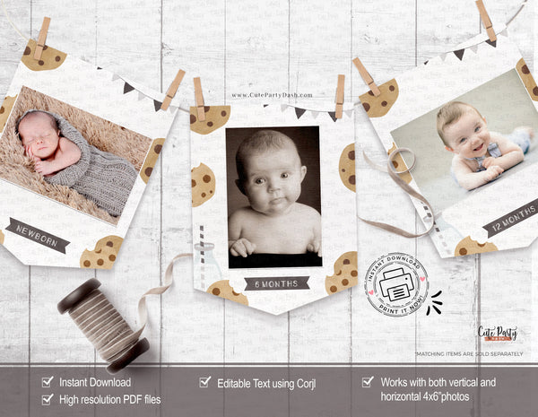 Minimal Milk and Cookies First Birthday Photo invitation - Digital Download