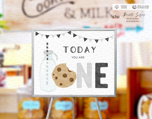 Minimal Milk and Cookies Birthday invitation - Digital Download