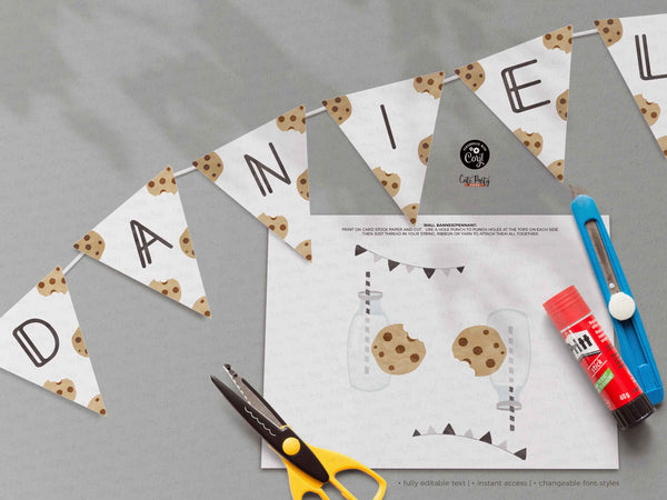 Minimalist Milk and Cookies Birthday wall banner