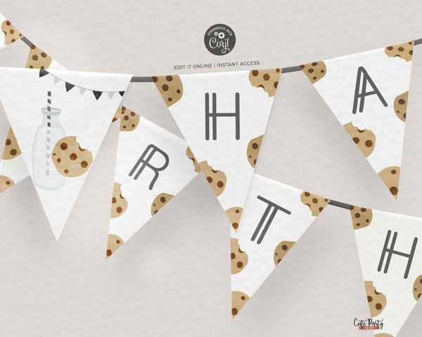 Wall Banner, Happy Birthday Pennant, Flag Party Decor - Digital Download