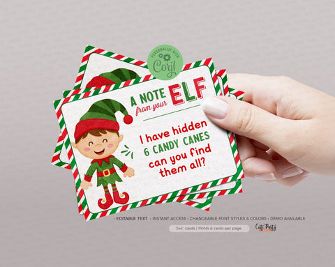 Christmas Elf Note Cards, Elf Activity Cards, Printable Mischief Cards - Instant Download