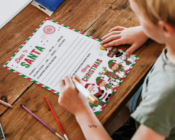Dear Santa Christmas Letter to Santa, Wish List for kids - Instant Download