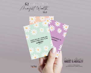 62 Money Abundance Daily Affirmation Cards, Printable Manifest Wealth Positive Affirmation Cards Deck - Instant Download