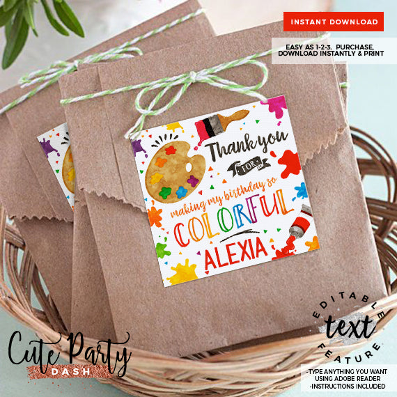 Art Birthday Party Invitation - Digital Download