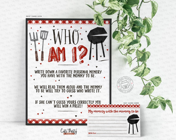 BBQ Baby Shower Who Am I Printable Game - Digital Download - Cute Party Dash