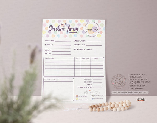 Watercolor Dots Professional Gift Certificate Editable Template - Instant Download