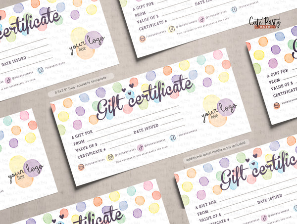 Watercolor Dots Order Form Editable Template Billing Form - Instant Download