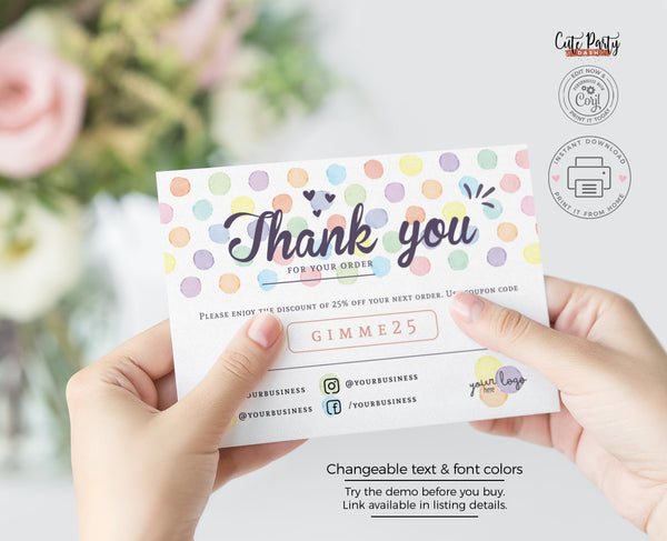 Watercolor Dots Professional Gift Certificate Editable Template - Instant Download