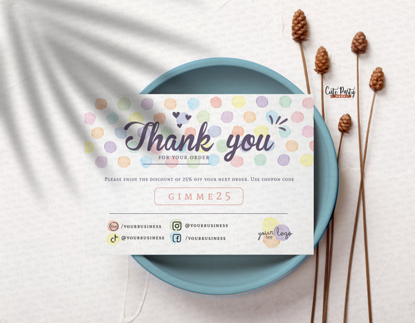 Watercolor Dots Professional Gift Certificate Editable Template - Instant Download