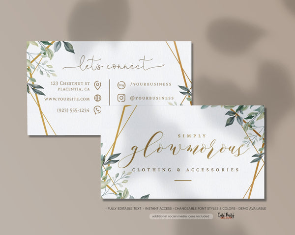 Geometrical Gold Wreath Business Card - Professional Template