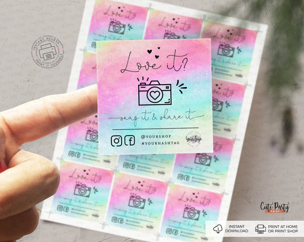 Watercolor Rainbow Snap and Share Editable Card Template  - Instant Download