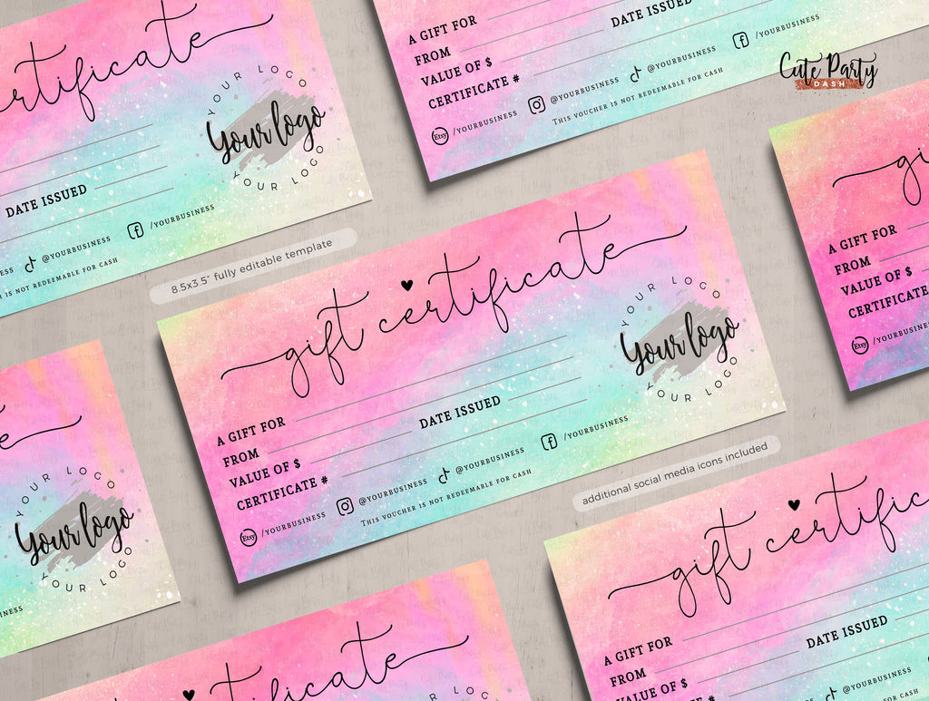 Editable Watercolor Rainbow Price List Editable Template - Instant Dow ...