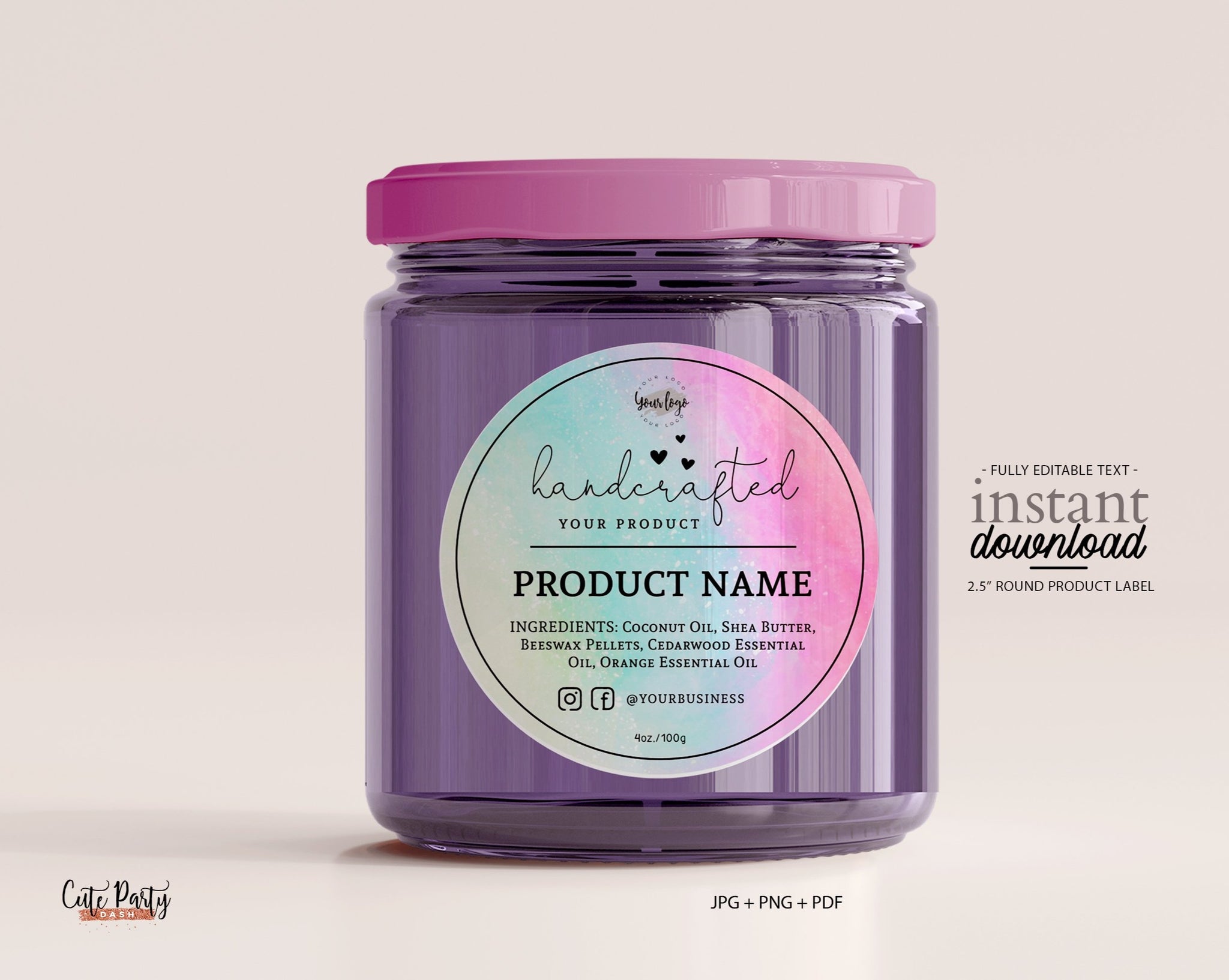 Product Labels Round Watercolor PW-001