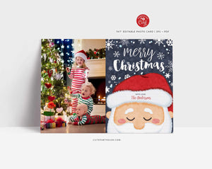 Santa Christmas Family Photo Greeting Card - Instant Download