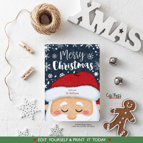 Santa Christmas Family Greeting Card - Instant Download