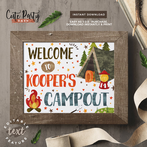 Camping Party Directional Arrow Signs - Digital Download