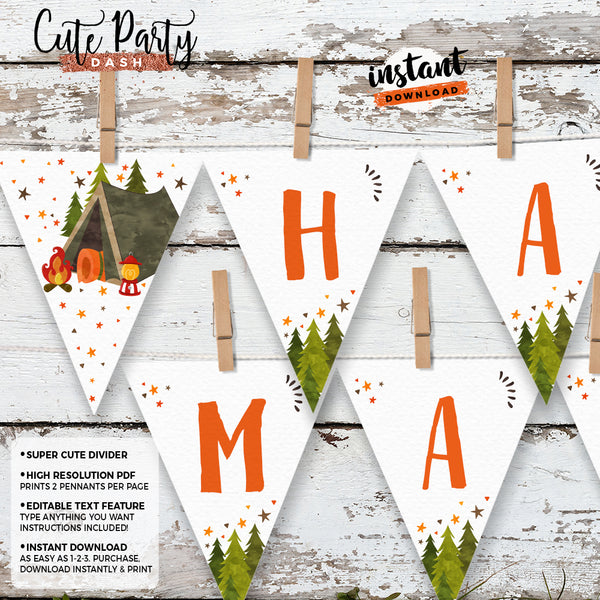 Camping Party Directional Arrow Signs - Digital Download