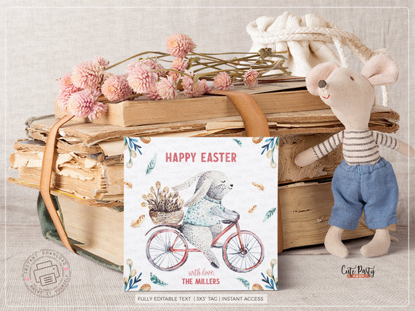 Boho Easter Bunny Favor Tags - Digital Download