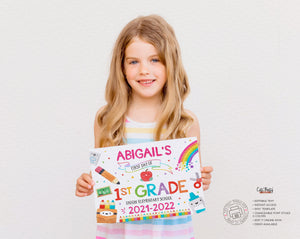 Editable Rainbow First Day of School Sign - Digital Download