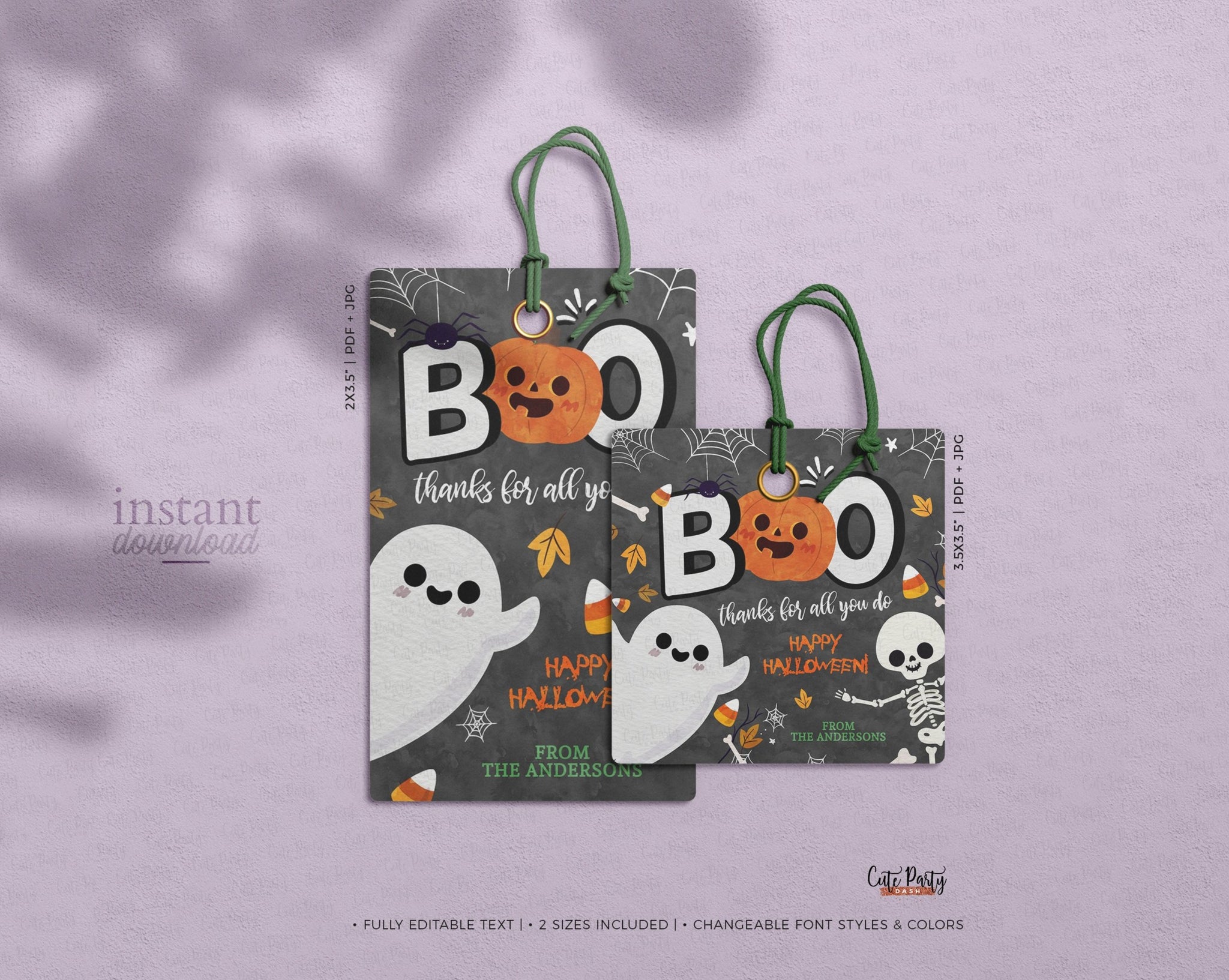Boo Thanks for All You Do Halloween Tags - Digital Download