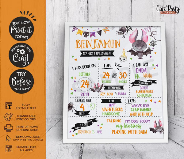 Halloween Birthday Party Invitation - Digital Download - Cute Party Dash