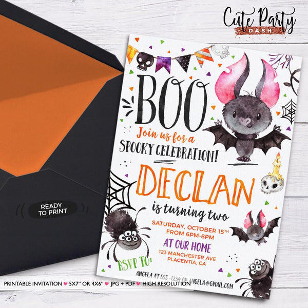Halloween Birthday Party Invitation - Digital Download - Cute Party Dash