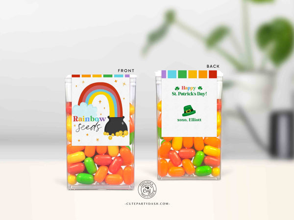Editable Rainbow Seeds Mint Treat labels Mint Treat labels, St. Patrick's day gift Tic Tac Mint labels - Instant Download