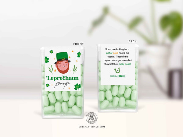 Editable Leprechaun Poop Mint Treat labels, St. Patrick's day gift Tic Tac Mint labels - Instant Download